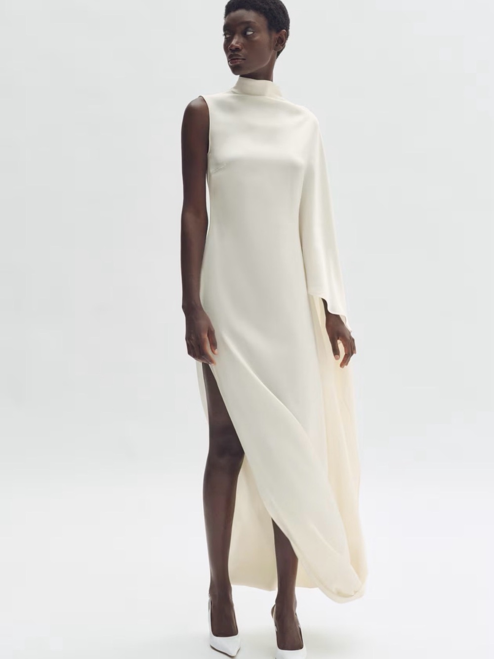 Stella McCartney H&M Ivory One-Shoulder Draped Maxi Dress